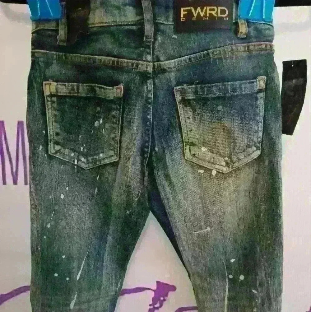 boys brand new slim fit Urban jeans Forward Denim Paint Splatter size 12 - Picture 8 of 16